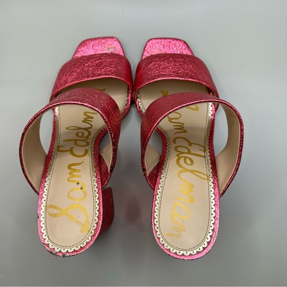 Sam Edelman Delaney Metallic Leather Mules. Size 7 Pom Pink - Picture 3 of 14